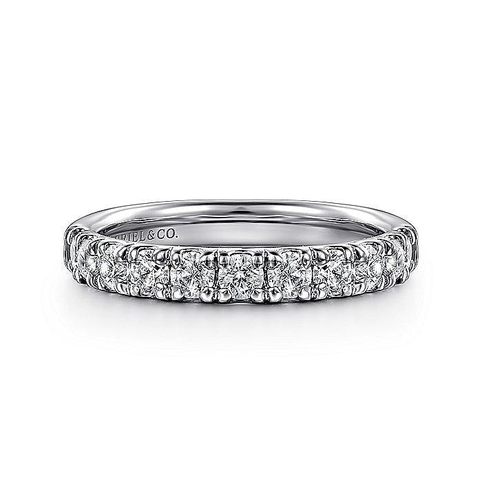 Gabriel & Co. AN12085W44JJ 14K White Gold 11 Stone French Pavé Diamond Wedding Band