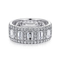 Gabriel & Co. AN12426W44JJ Wide 14K White Gold Emerald Cut Fancy Diamond Anniversary Band