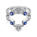 Gabriel & Co. AN13694M-W44SA Vintage 14K White Gold Sapphire and Diamond Ring Enhancer