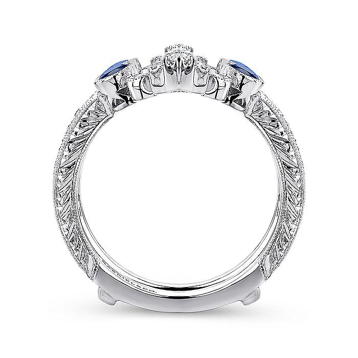 Gabriel & Co. AN13694M-W44SA Vintage 14K White Gold Sapphire and Diamond Ring Enhancer