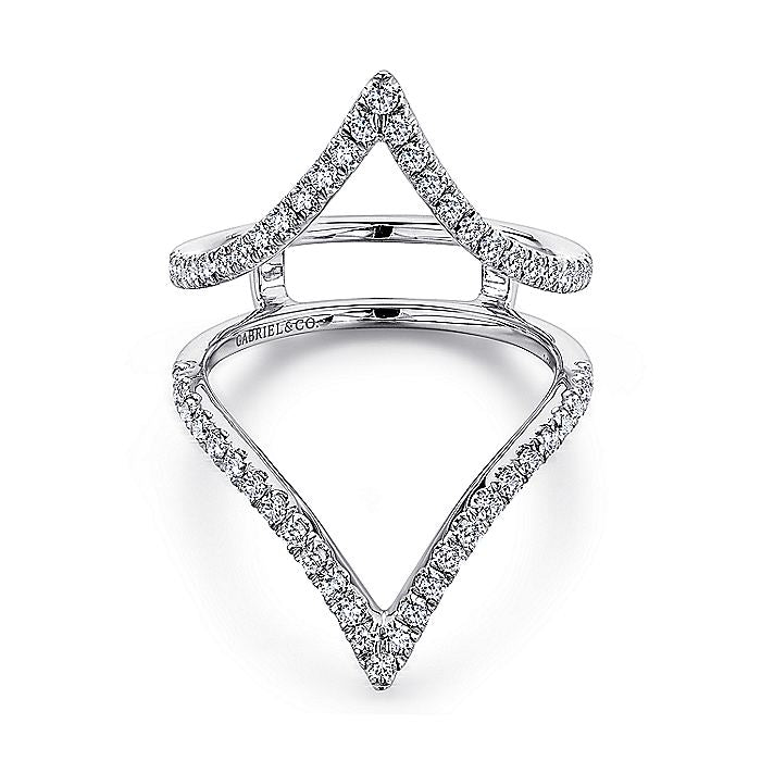 Gabriel & Co. AN13695L-W44JJ Triangular 14K White Gold French Pavé Set Diamond Ring Enhancer