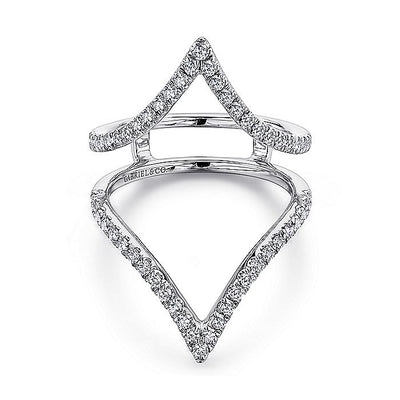 Gabriel & Co. AN13695L-W44JJ Triangular 14K White Gold French Pavé Set Diamond Ring Enhancer