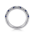 Gabriel & Co. AN14192W44SA 14K White Gold 11 Stone Diamond and Sapphire Anniversary Band