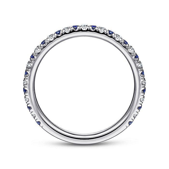 Gabriel & Co. AN14252W44SA 14K White Gold Diamond and Sapphire Anniversary Band