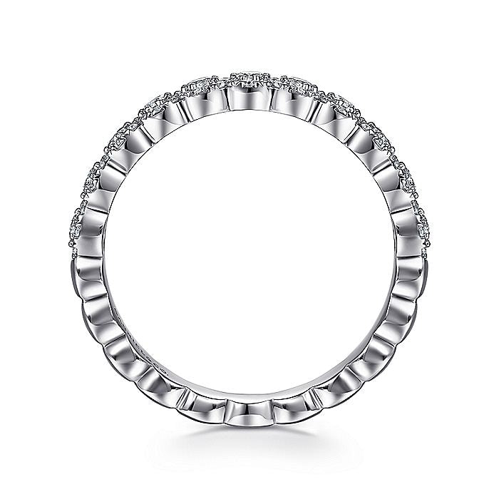 Gabriel & Co. AN14685W44JJ 14K White Gold Round Diamond Halo Anniversary Band