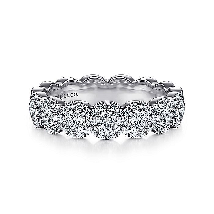 Gabriel & Co. AN14686W44JJ 14K White Gold Round Diamond Halo Anniversary Band