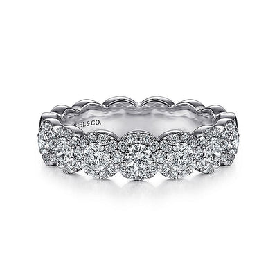 Gabriel & Co. AN14686W44JJ 14K White Gold Round Diamond Halo Anniversary Band