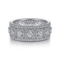 Gabriel & Co. AN14753W44JJ Wide 14K White Gold Diamond Anniversary Band