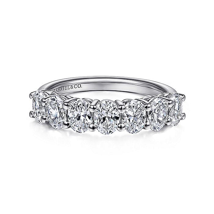 Gabriel & Co. AN14954W44JJ 14K White Gold 7 Stone Oval Diamond Anniversary Band