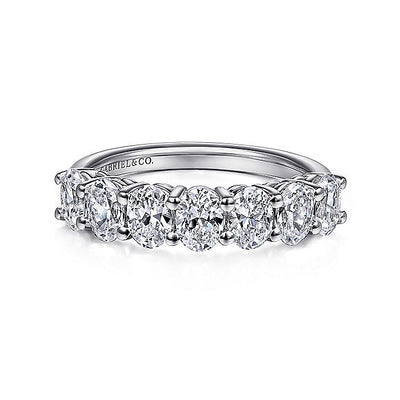 Gabriel & Co. AN14954W44JJ 14K White Gold 7 Stone Oval Diamond Anniversary Band