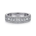 Gabriel & Co. AN15294W44JJ Wide 14K White Gold Round and Baguette Diamond Anniversary Band