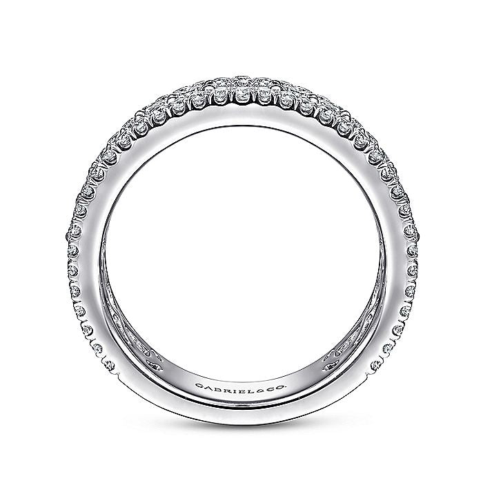 Gabriel & Co. AN15294W44JJ Wide 14K White Gold Round and Baguette Diamond Anniversary Band