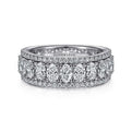 Gabriel & Co. AN15317W44JJ Wide 14K White Gold Oval and Round Diamond Anniversary Band