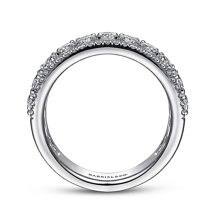 Gabriel & Co. AN15317W44JJ Wide 14K White Gold Oval and Round Diamond Anniversary Band