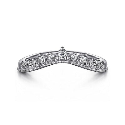 Gabriel & Co. AN15561W44JJ 14K White Gold Curved Diamond Anniversary Band