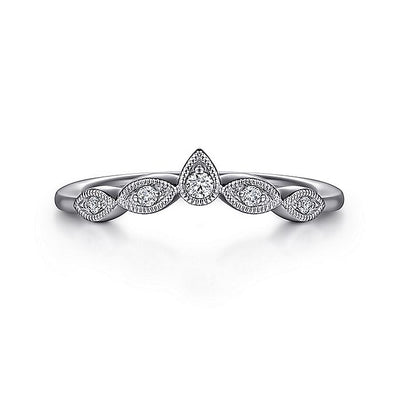 Gabriel & Co. AN15566W44JJ Vintage Inspired 14K White Gold Curved Gold Diamond Anniversary Band