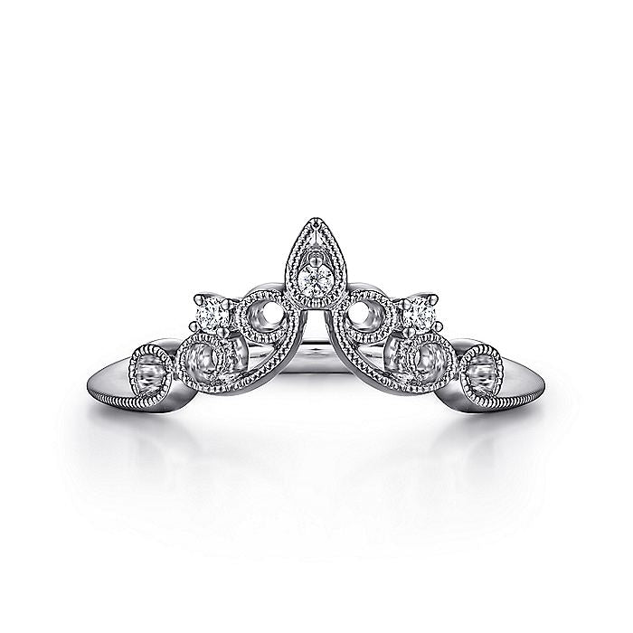 Gabriel & Co. AN15567W44JJ 14K White Gold Curved Filligree Diamond Ring