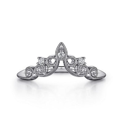 Gabriel & Co. AN15567W44JJ 14K White Gold Curved Filligree Diamond Ring