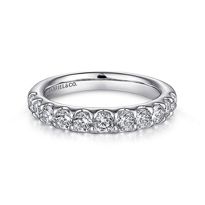 Gabriel & Co. AN5338W44JJ 14K White Gold Round 11 Stone Diamond Wedding Band