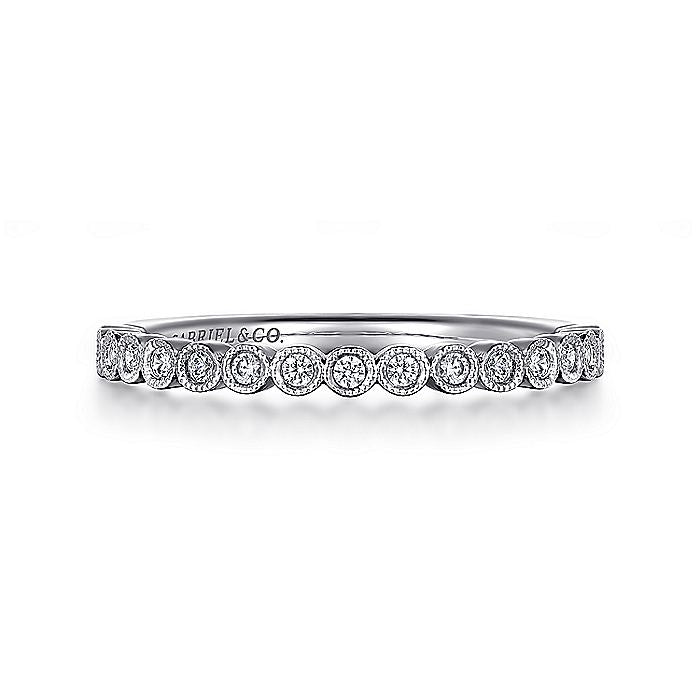 Gabriel & Co. AN6011W44JJ 14K White Gold Round Bezel Set Diamond Anniversary Band