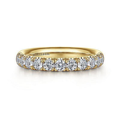 Gabriel & Co. AN6073Y44JJ 14K Yellow Gold 11 Stone French Pavé Diamond Wedding Band