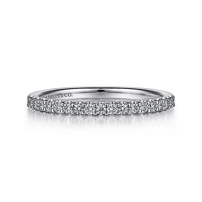 Gabriel & Co. AN7577W44JJ 14K White Gold Shared Prong Diamond Wedding Band