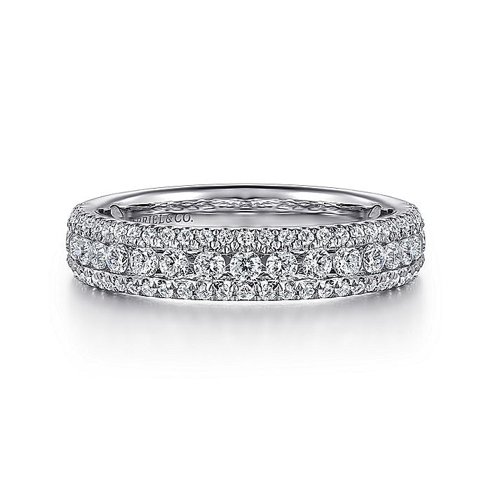 Gabriel & Co. AN7618W44JJ Wide 14K White Gold Diamond Anniversary Band