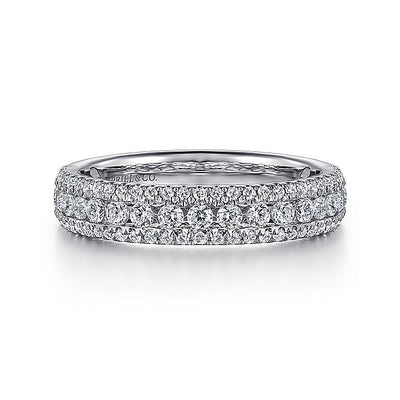 Gabriel & Co. AN7618W44JJ Wide 14K White Gold Diamond Anniversary Band