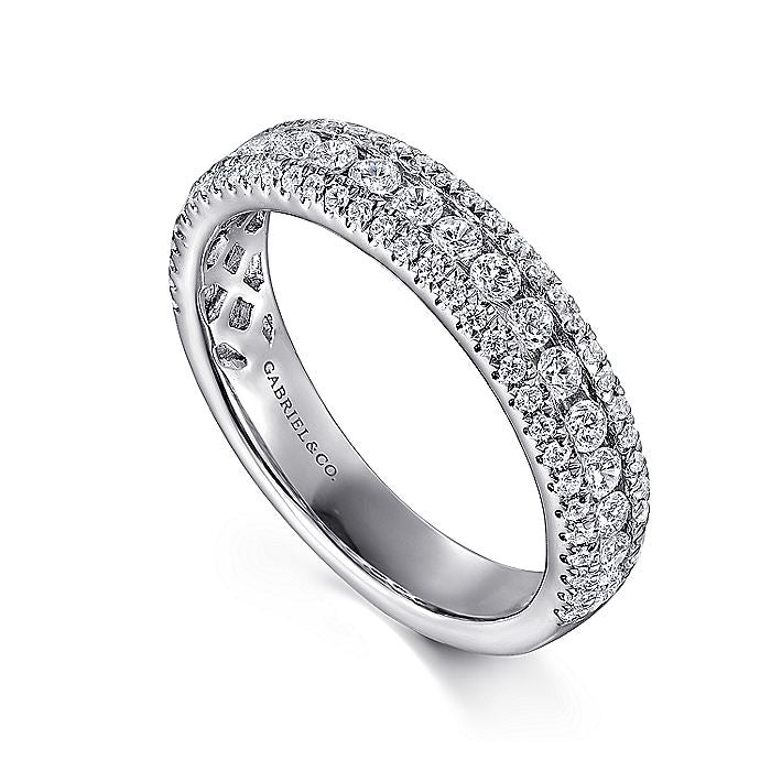 Gabriel & Co. AN7618W44JJ Wide 14K White Gold Diamond Anniversary Band