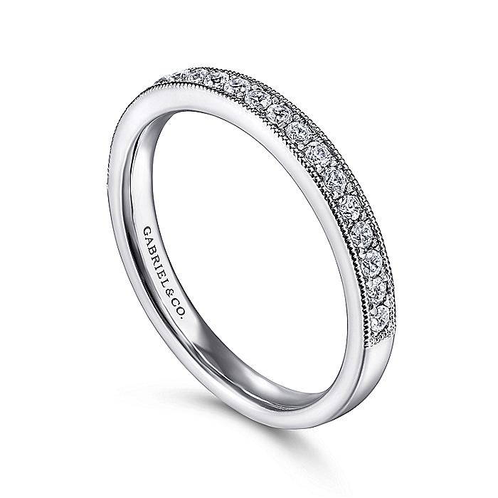 Gabriel & Co. AN7643W44JJ 14K White Gold Micro Pavé Channel Diamond Wedding Band with Millgrain