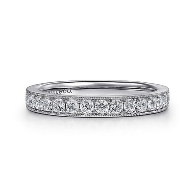 Gabriel & Co. AN7644W44JJ 14K White Gold Micro Pavé Channel Diamond Wedding Band with Millgrain