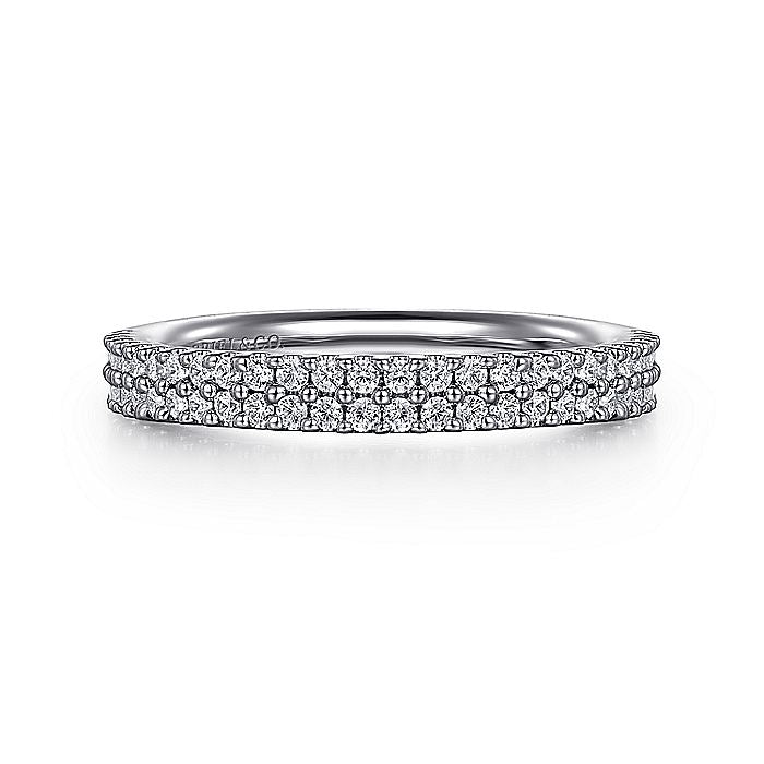 Gabriel & Co. AN7748W44JJ 14K White Gold Double Row Diamond Anniversary Band