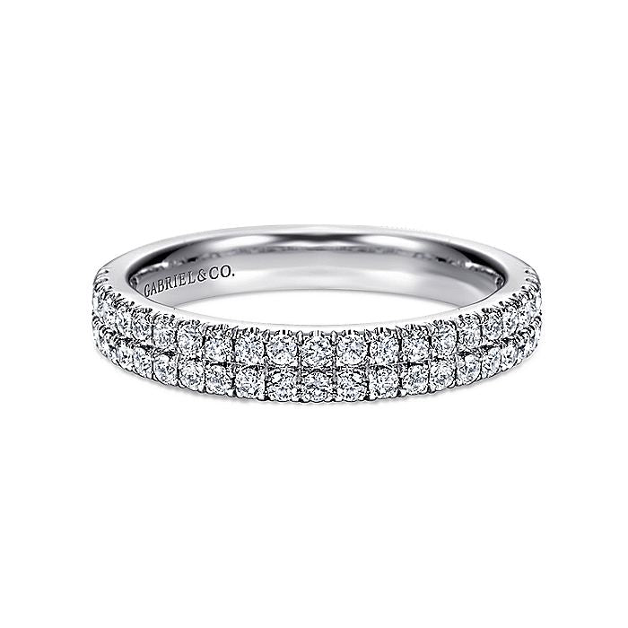 Gabriel & Co. AN7749W44JJ 14K White Gold Double Row Diamond Anniversary Band