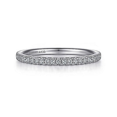 Gabriel & Co. AN7856W44JJ 14K White Gold French Pavé Diamond Anniversary Band