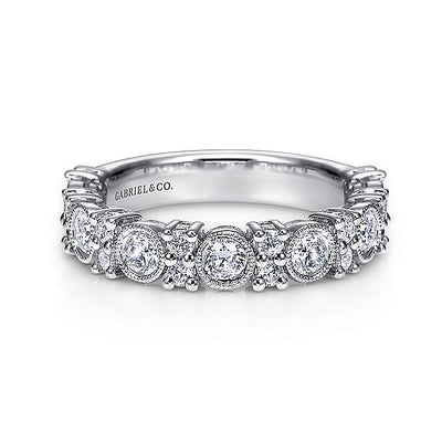 Gabriel & Co. AN7964W44JJ Vintage Inspired 14K White Gold Diamond Anniversary Band