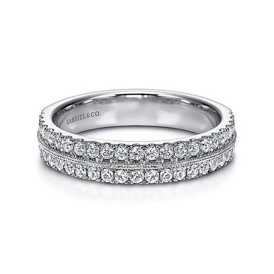 Gabriel & Co. AN8090W44JJ Wide 14K White Gold Diamond Anniversary Band