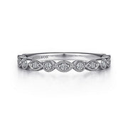 Gabriel & Co. AN8386W44JJ Vintage Inspired 14K White Gold Marquise and Round Station Diamond Anniversary Band