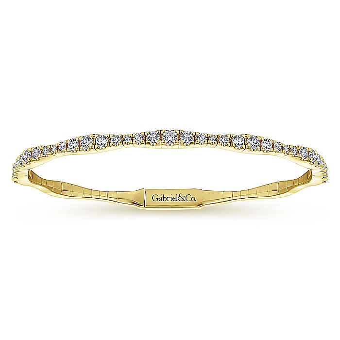 Gabriel & Co. BG3707-62Y45JJ 14K Yellow Gold Diamond Station Bangle