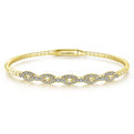 Gabriel & Co. BG3842-62Y45JJ 14K Yellow Gold Oval Link Diamond Bangle