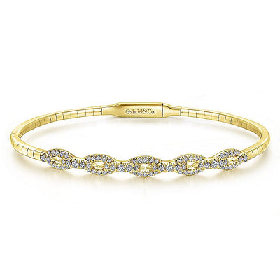 Gabriel & Co. BG3842-62Y45JJ 14K Yellow Gold Oval Link Diamond Bangle