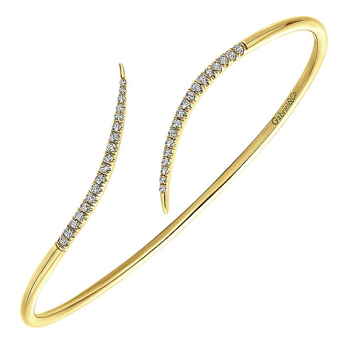 Gabriel & Co. BG3850Y45JJ 14K Yellow Gold Diamond Bypass Open Bangle