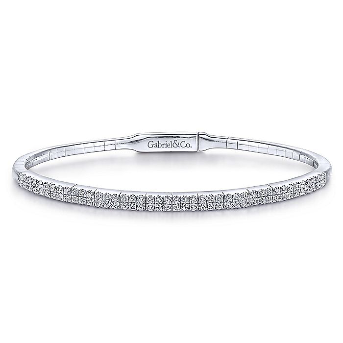 Gabriel & Co. BG4009-62W45JJ 14K White Gold Two Row Diamond Bangle