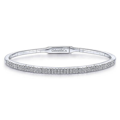 Gabriel & Co. BG4009-62W45JJ 14K White Gold Two Row Diamond Bangle