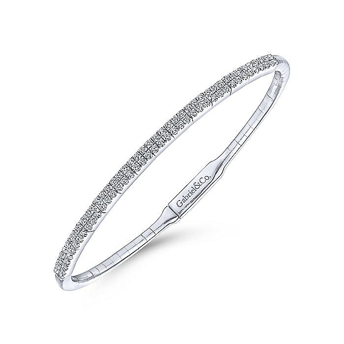 Gabriel & Co. BG4009-62W45JJ 14K White Gold Two Row Diamond Bangle