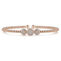 Gabriel & Co. BG4114-62K45JJ 14K Rose Gold Bujukan Bead Cuff Bracelet with Three Pavé Diamond Stations