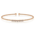 Gabriel & Co. BG4116-62K45JJ 14K Rose Gold Bujukan Bead Cuff Bracelet with Cluster Diamond Stations