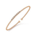 Gabriel & Co. BG4116-62K45JJ 14K Rose Gold Bujukan Bead Cuff Bracelet with Cluster Diamond Stations