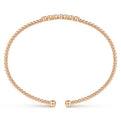 Gabriel & Co. BG4116-62K45JJ 14K Rose Gold Bujukan Bead Cuff Bracelet with Cluster Diamond Stations