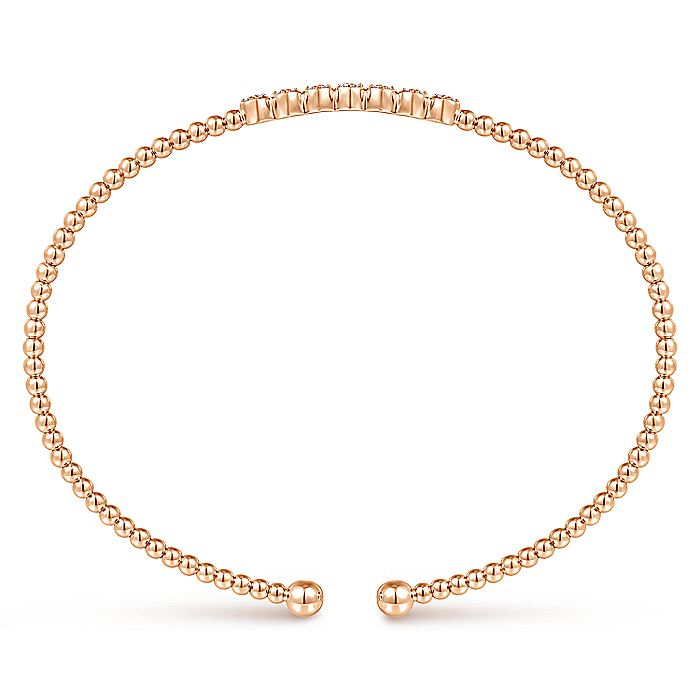 Gabriel & Co. BG4116-62K45JJ 14K Rose Gold Bujukan Bead Cuff Bracelet with Cluster Diamond Stations