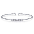 Gabriel & Co. BG4116-62W45JJ 14K White Gold Bujukan Bead Cuff Bracelet with Cluster Diamond Stations